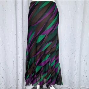 CATO Black Purple & Green Maxi Skirt